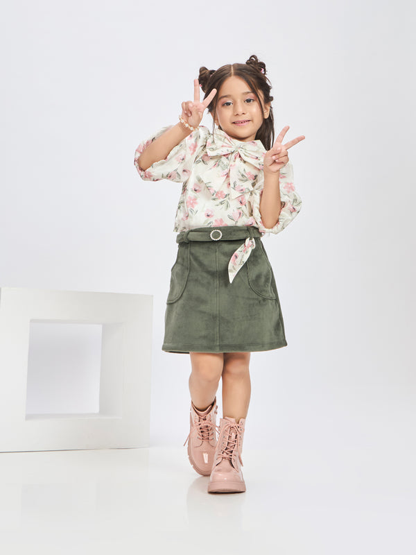 Girls Floral Print Skirt & Top 19856