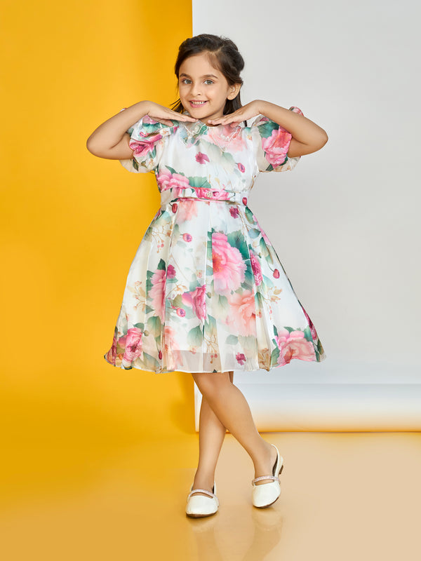 Girls Floral Print Dress 19914