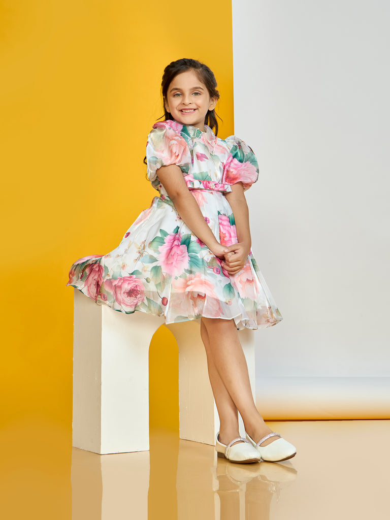 Girls Floral Print Dress 19914