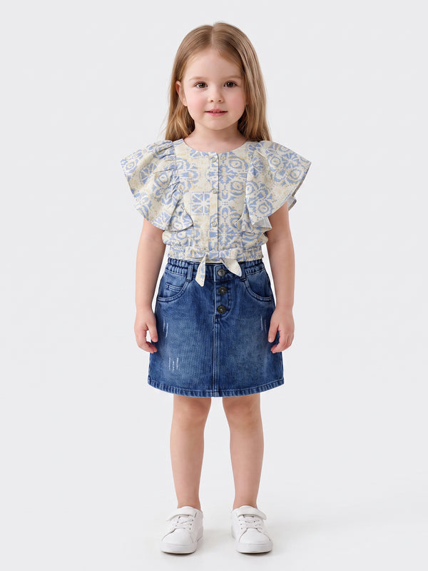 Girls Abstract Print Skirt & Top 19964