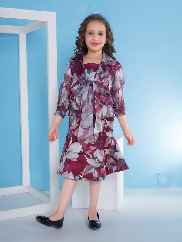 Girls Floral Print Skirt, Top & Jacket 20129