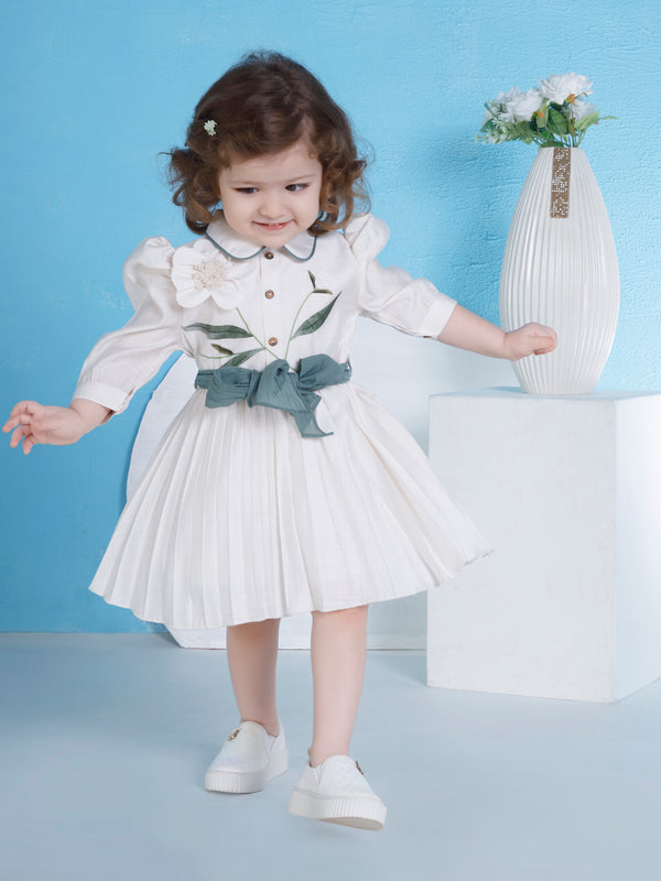 Girls Floral Print Dress with Belt 20156