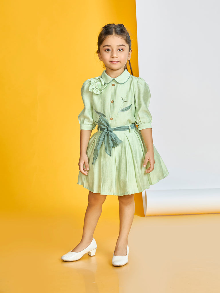 Girls Floral Print Skirt & Top with Belt 20157