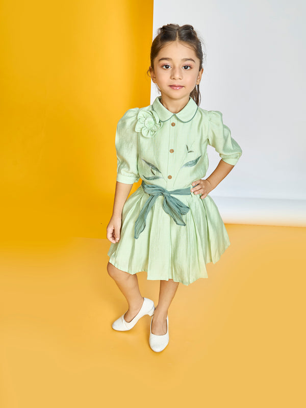 Girls Floral Print Skirt & Top with Belt 20157