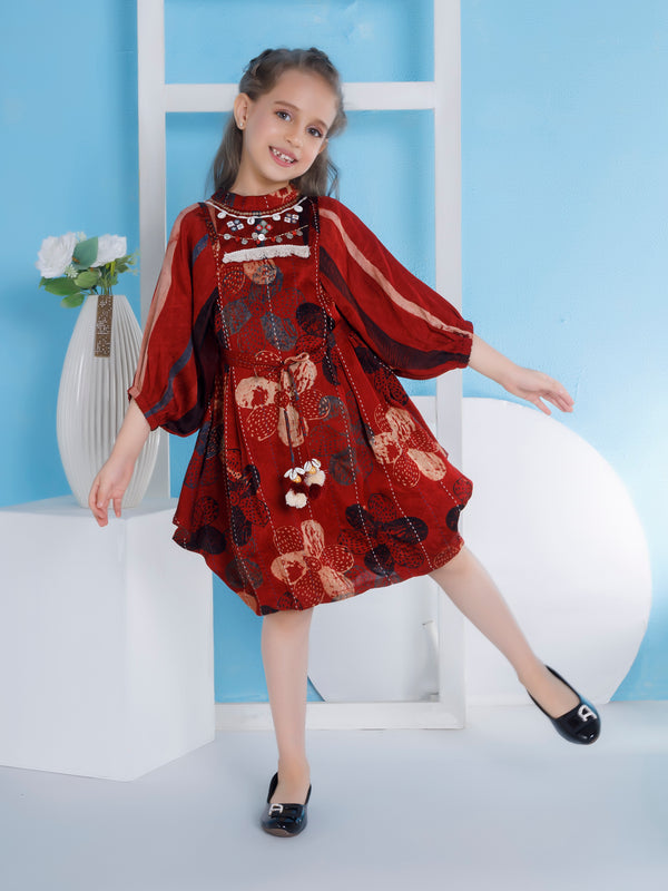 Girls Printed Dress with Belt 20159