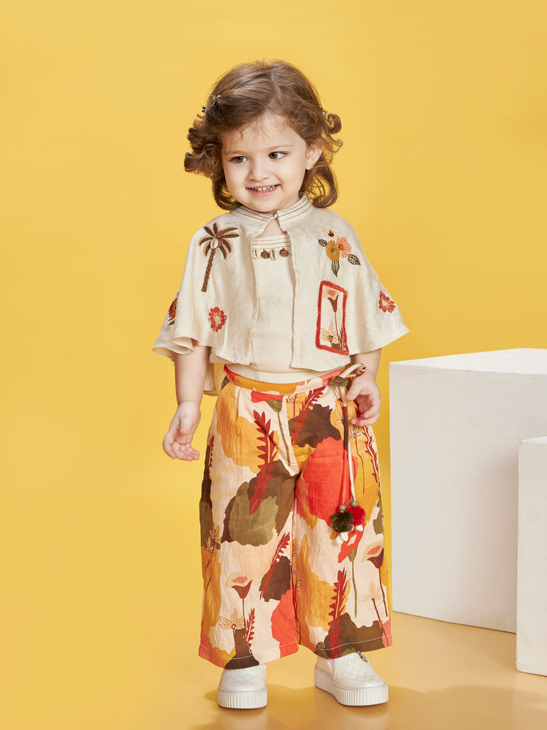 Girls Floral Print Pant, Top & Jacket 20163