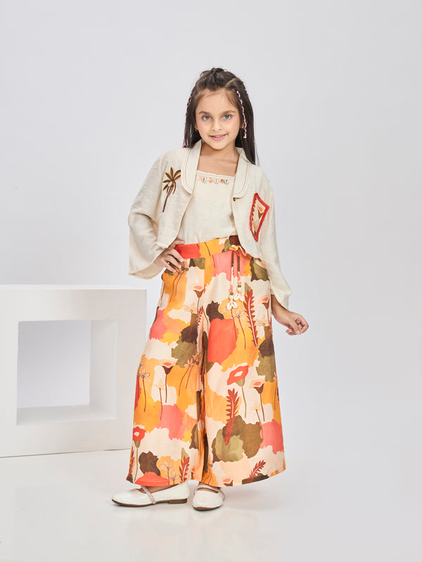 Girls Floral Print Skirt, Top & Cape 20165
