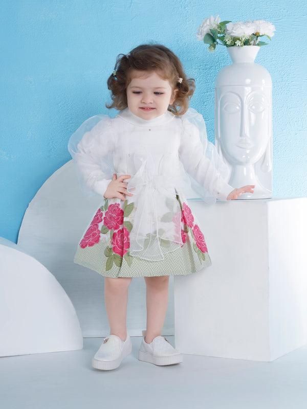 Girls Floral Print Dress with Belt 20200