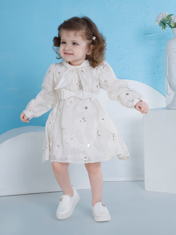 Girls Embroidered Dress with Belt 20202