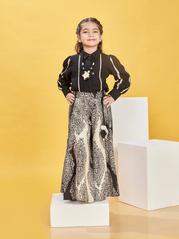 Girls Printed Pant & Top with Neckpiece 20208