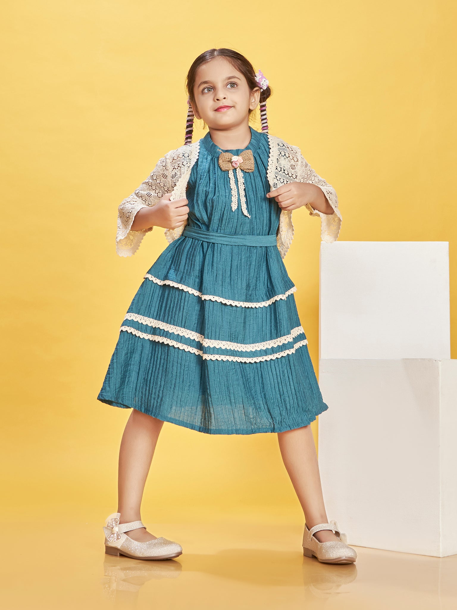 20226c Girls Design Net Dress & Jacket with Belt 20226 – Peppermint