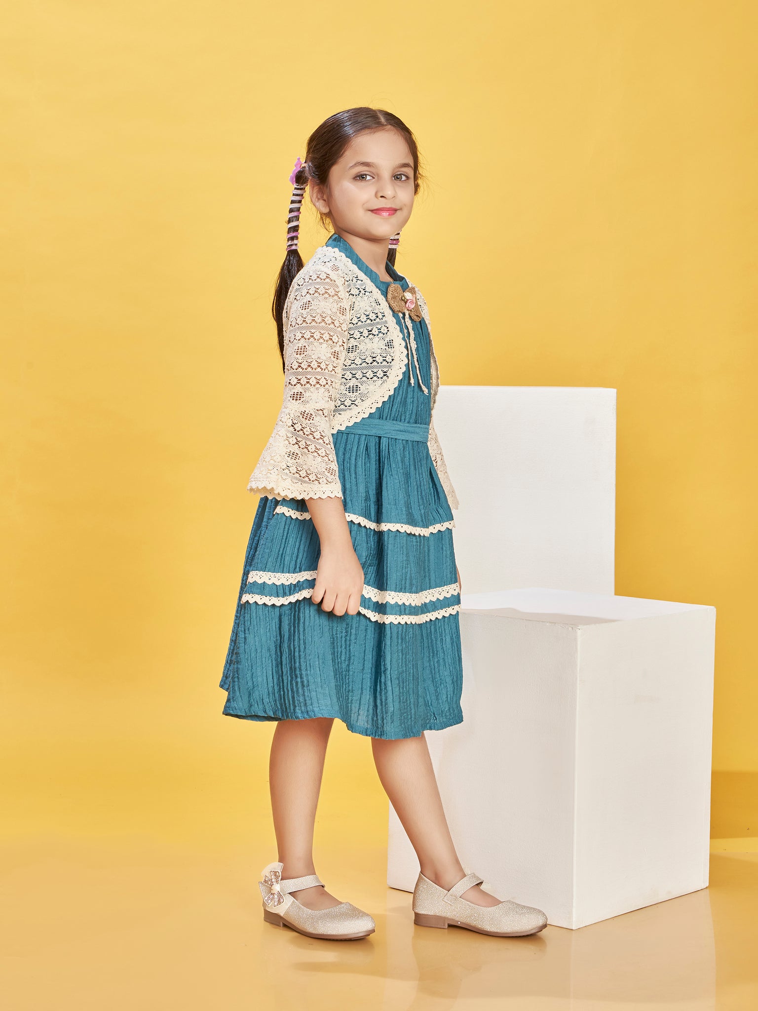 Girls Design Net Dress & Jacket with Belt 20226 – Peppermint