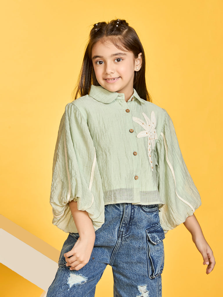 Girls Applique Print Top 20242