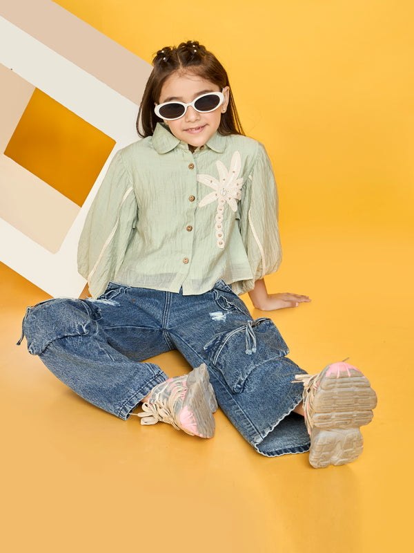 Girls Applique Print Top 20242