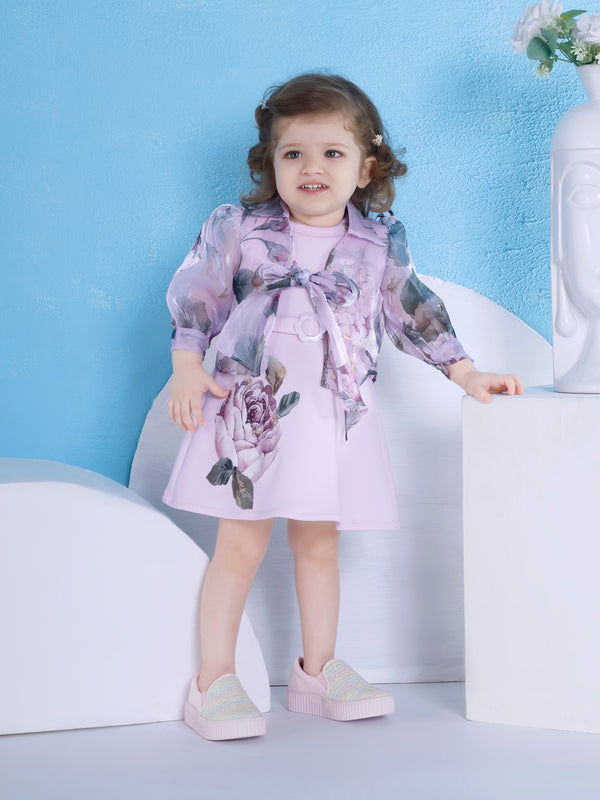 Girls Floral Print Dress & Shrug 20248
