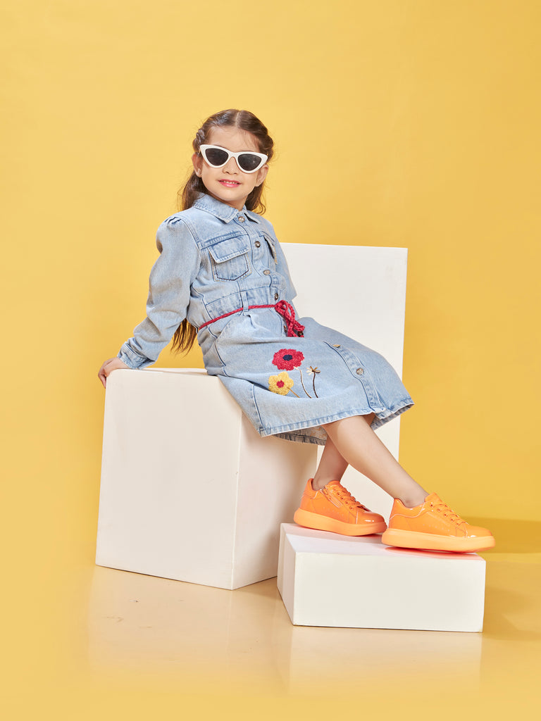Girls Denim Dress with Belt 20257
