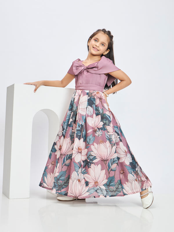 Girls Floral Print Gown 20275