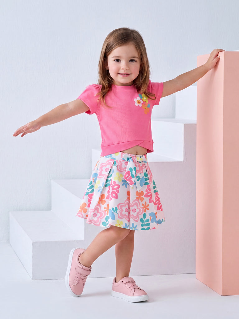 Girls Floral Print Skirt & Top 20467