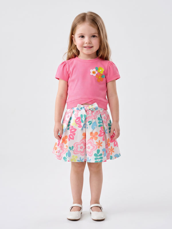 Girls Floral Print Skirt & Top 20467