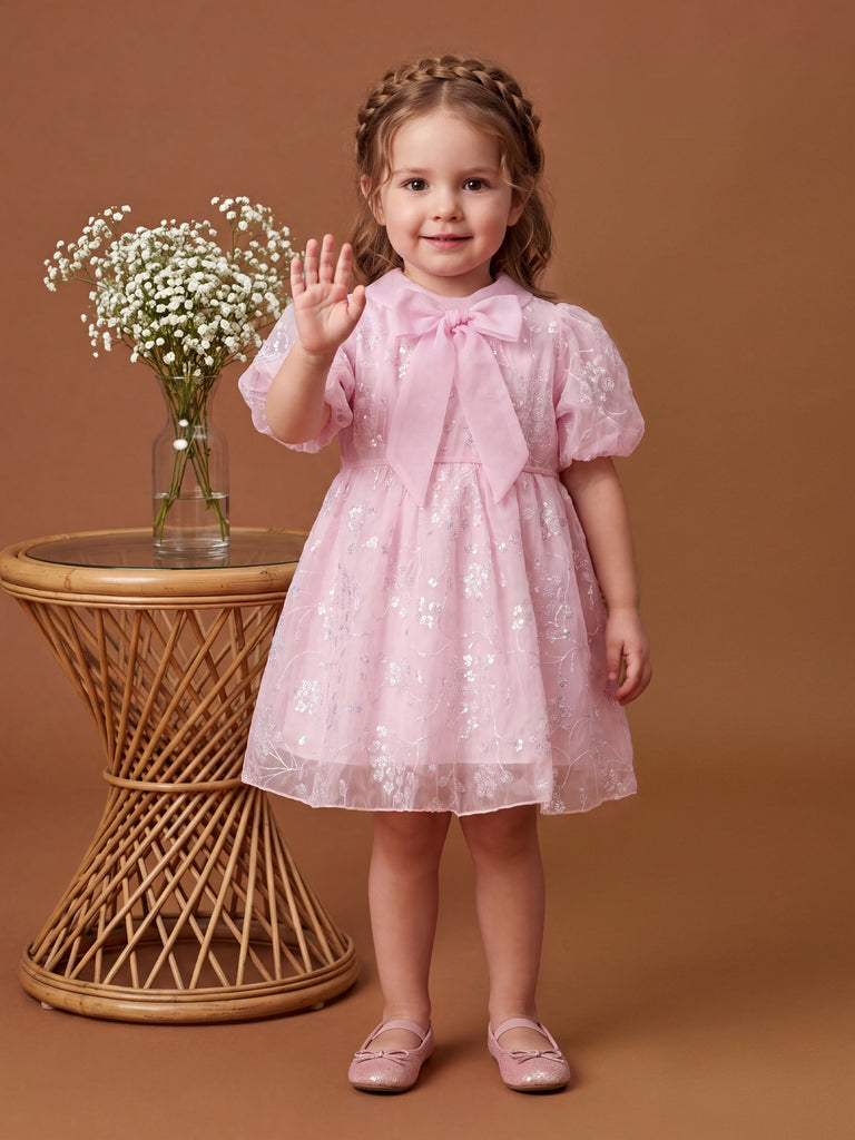 Girls Embroidered Dress with Belt 21561