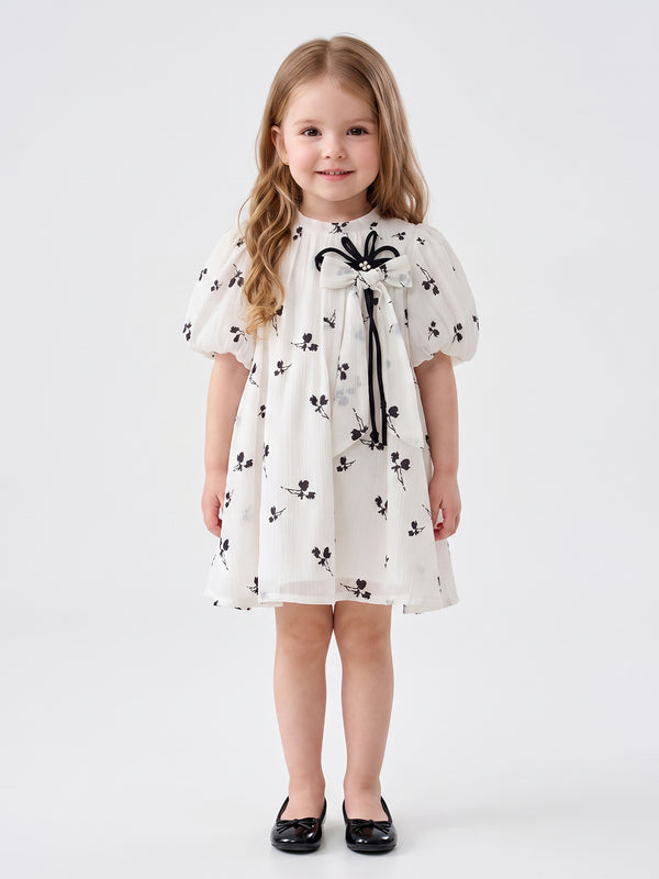Girls Flocked Dress with Belt 21564