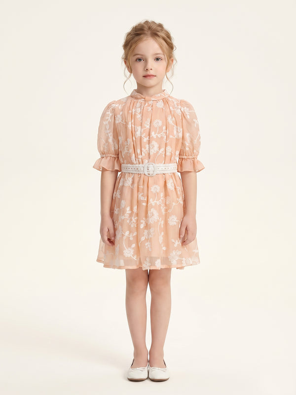 Girls Embroidered Dress with Belt 21676