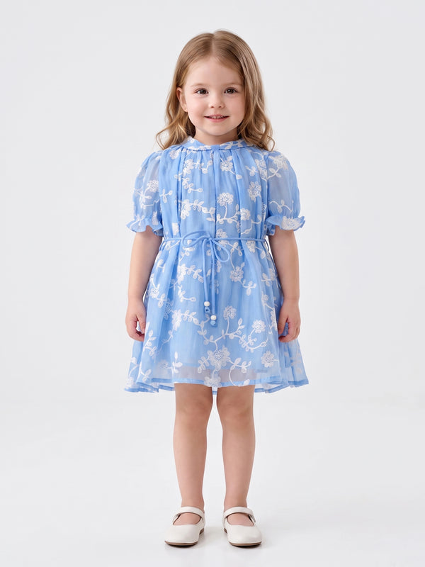 Girls Embroidered Dress with Belt 21695
