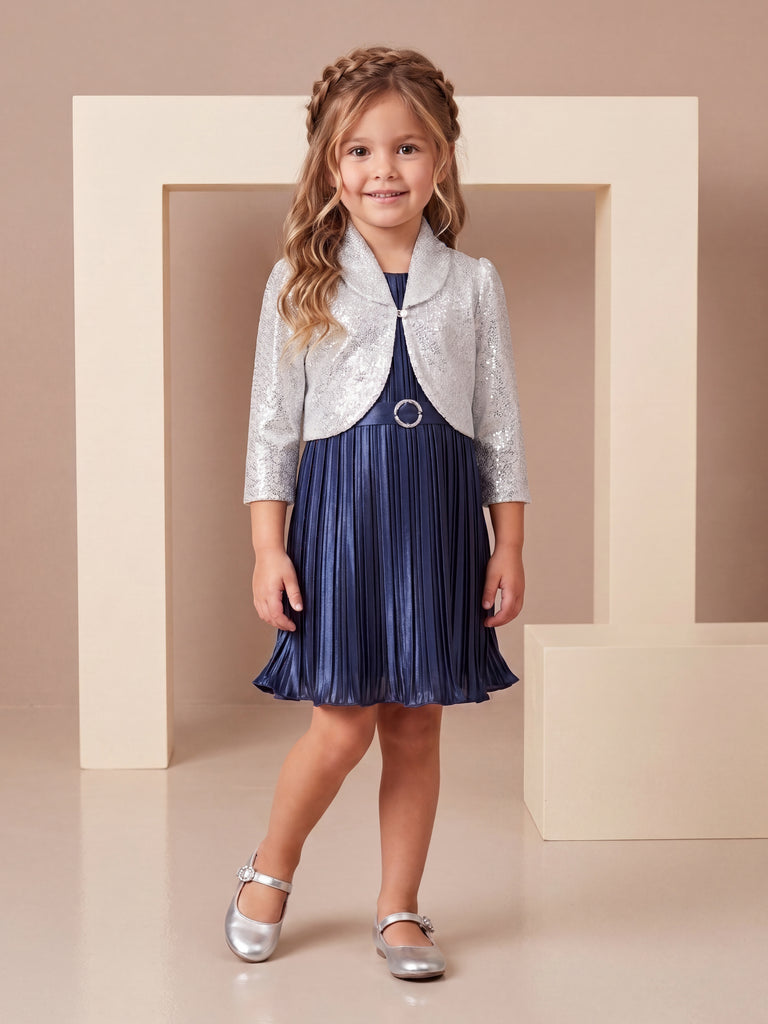 Girls Glitter Dress & Jacket with Belt 21765