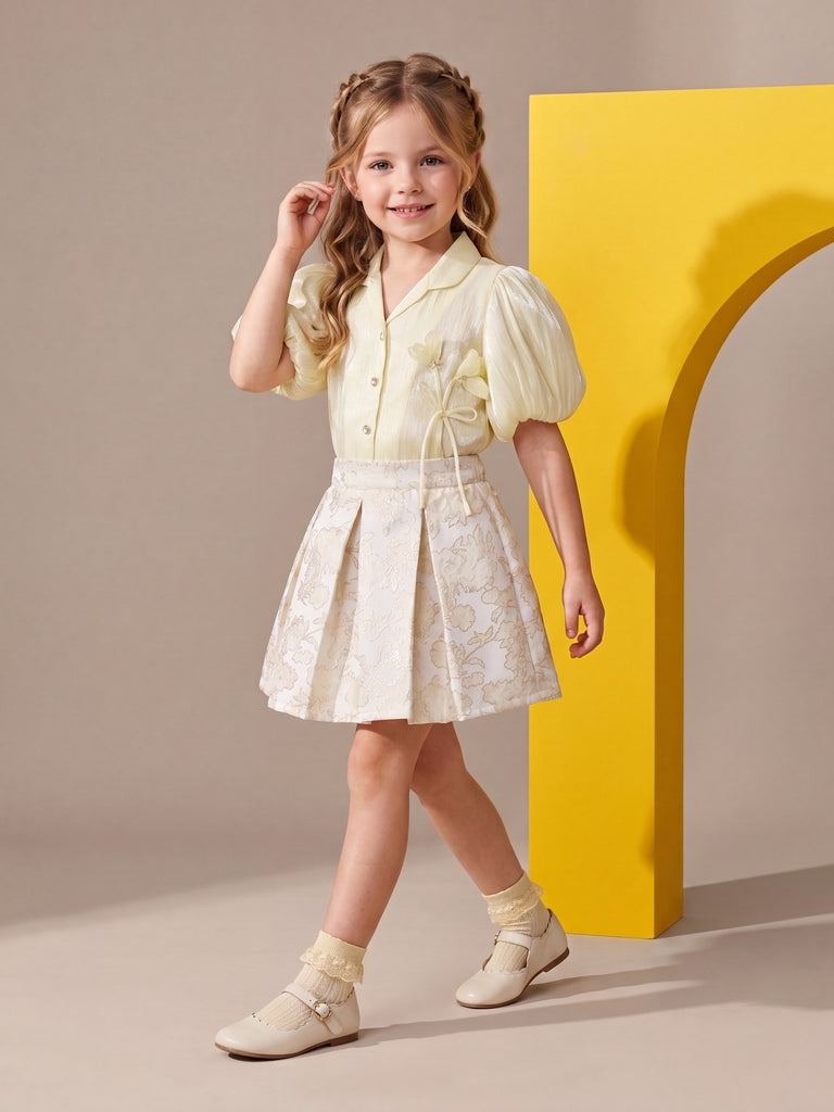 Girls Jaquard Skirt & Top 21816