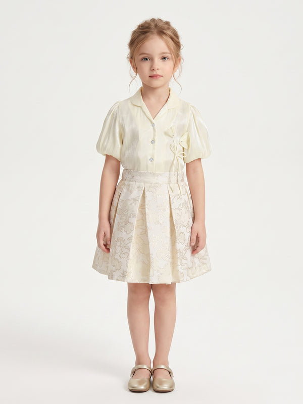 Girls Jaquard Skirt & Top 21816