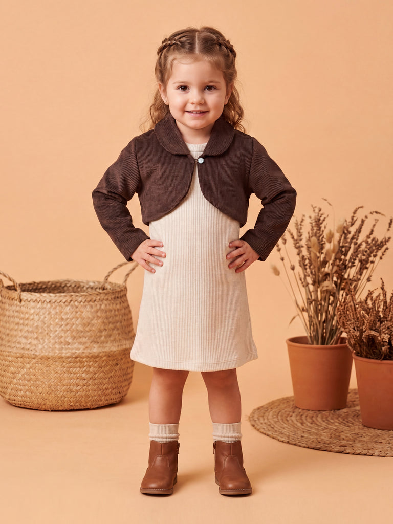 Girls Textured Dress & Jacket 21935