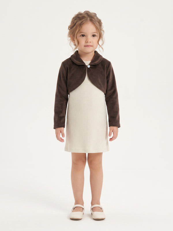 Girls Textured Dress & Jacket 21935