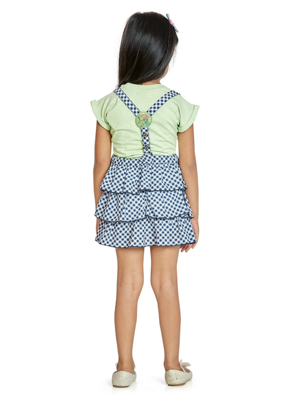 Girls Checkered Dungaree with Top 18124