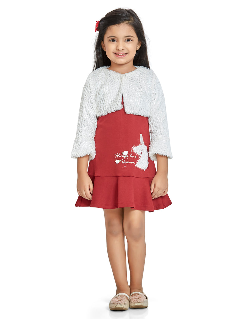 Girls Trendy Dress with Shrug 18095