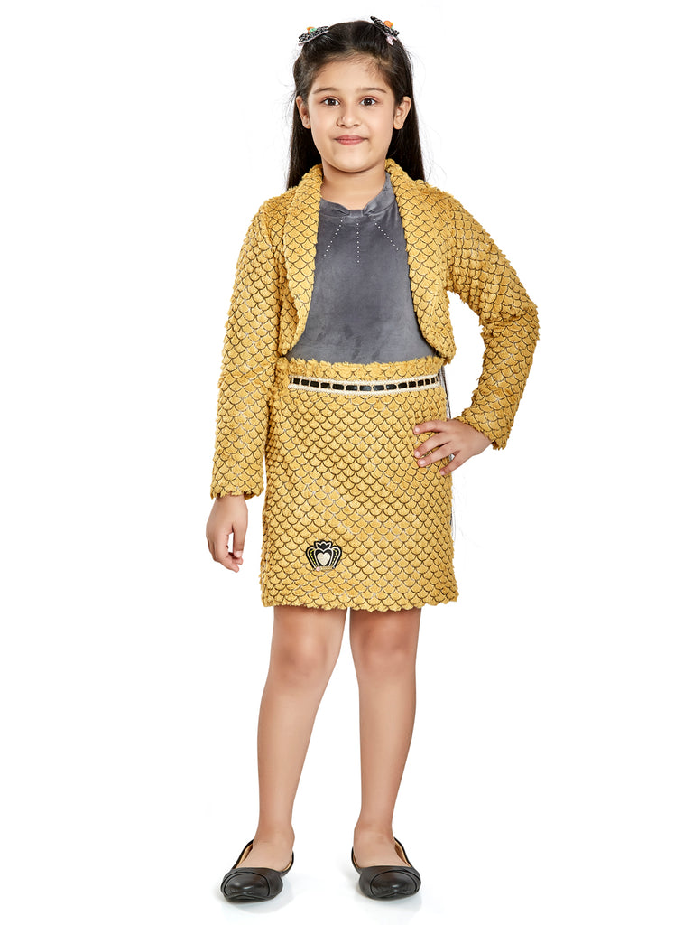 Girls Checkered Skirt with Top & Jacket 18191