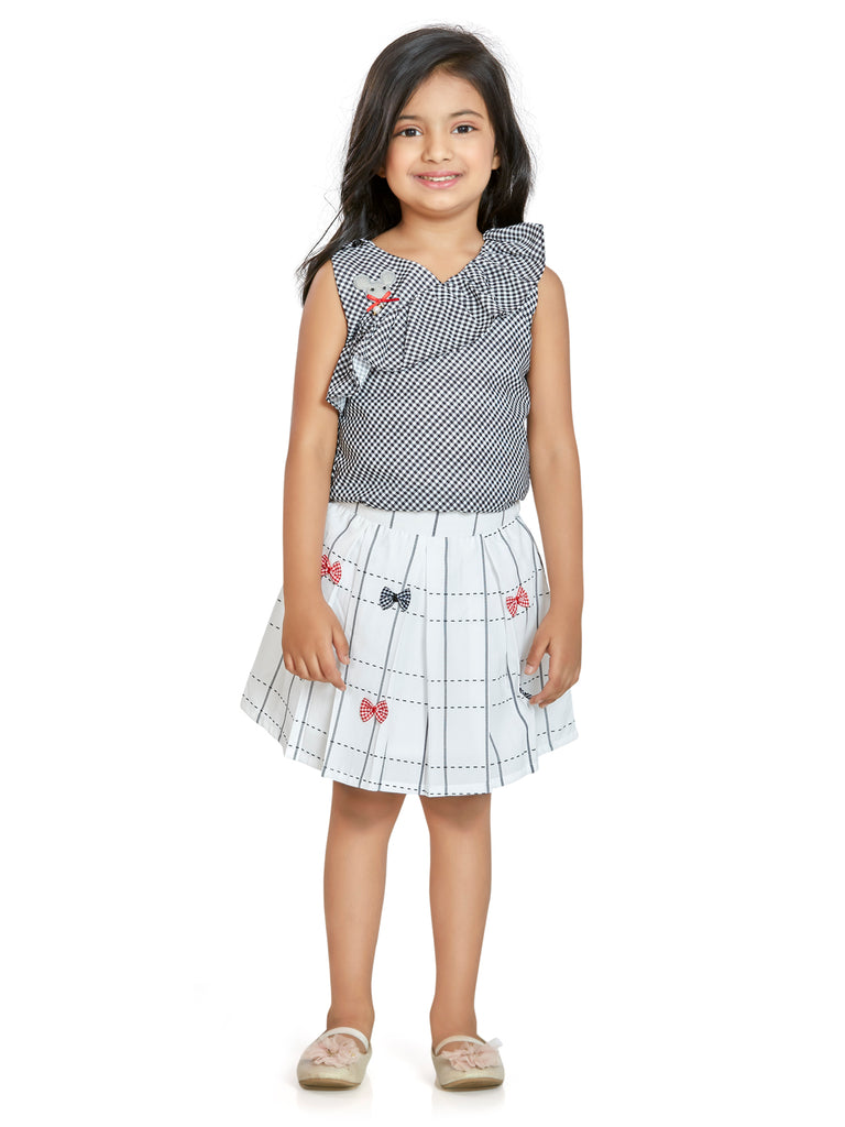 Girls Checks Skirt Top Set 18180