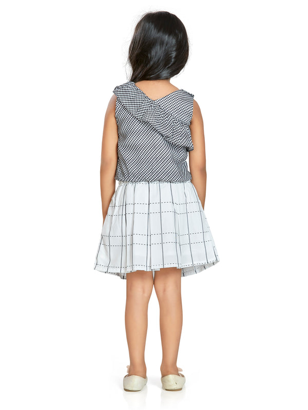 Girls Checks Skirt Top Set 18180