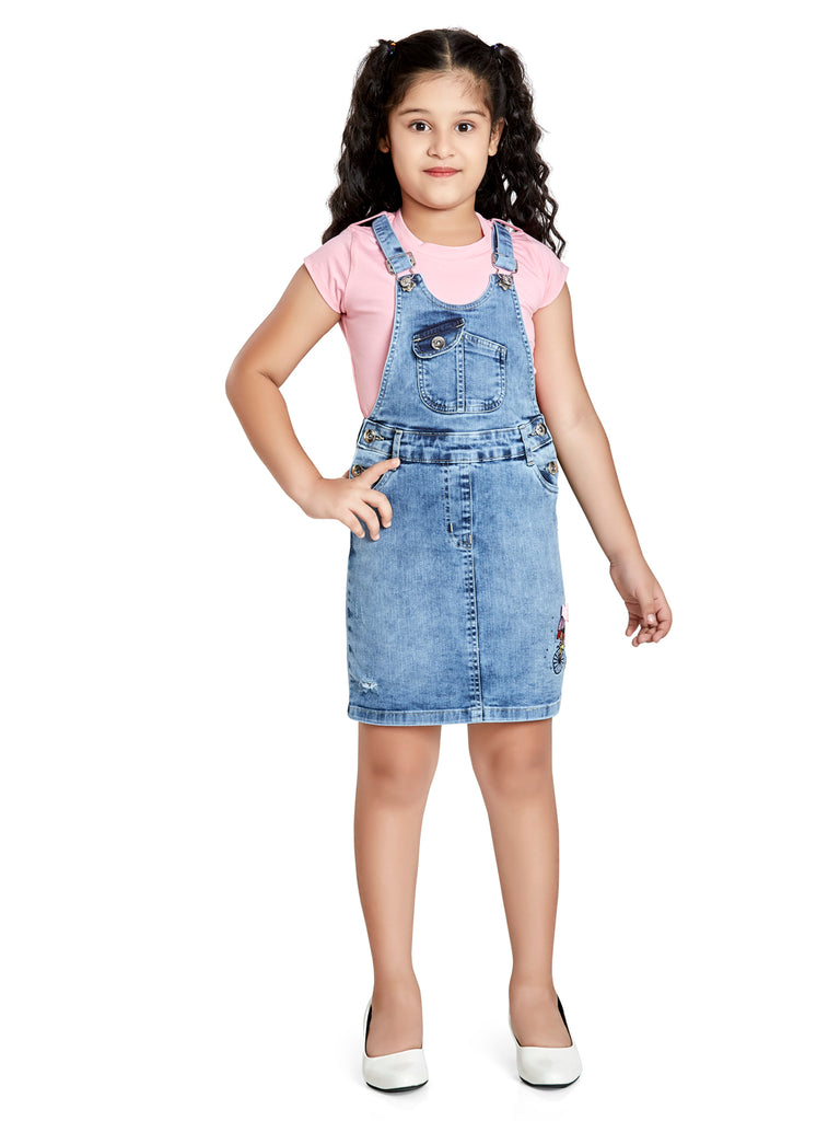 Girls Denim Dungaree with Top 18198