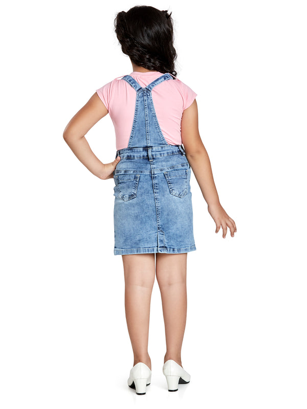 Girls Denim Dungaree with Top 18198