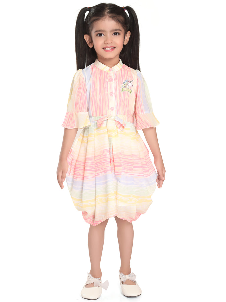 Girls Striped Dress with Belt 17895