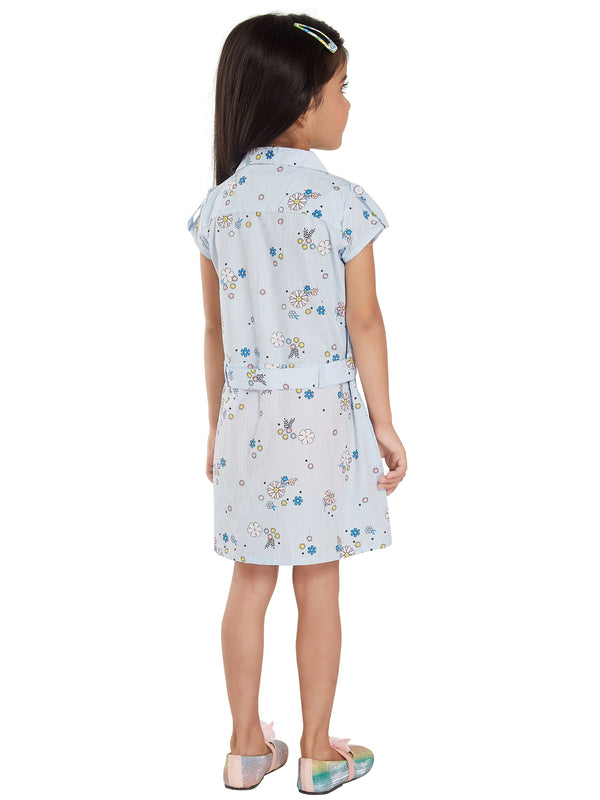 Girls Floral Print Dress with Belt 17924