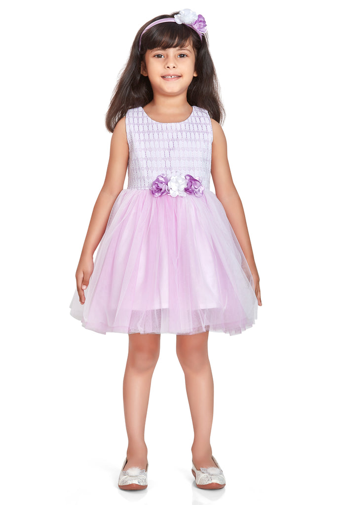 Girls Design Net Dress with Hair Band 17932