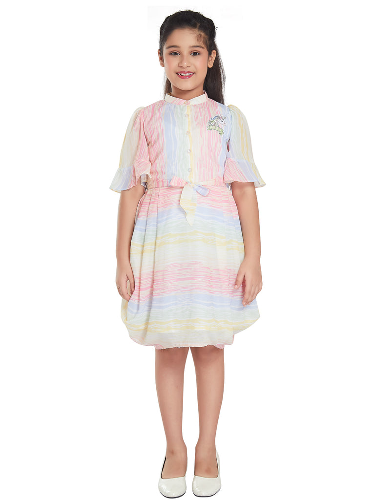 Girls Striped Dress with Belt 17896