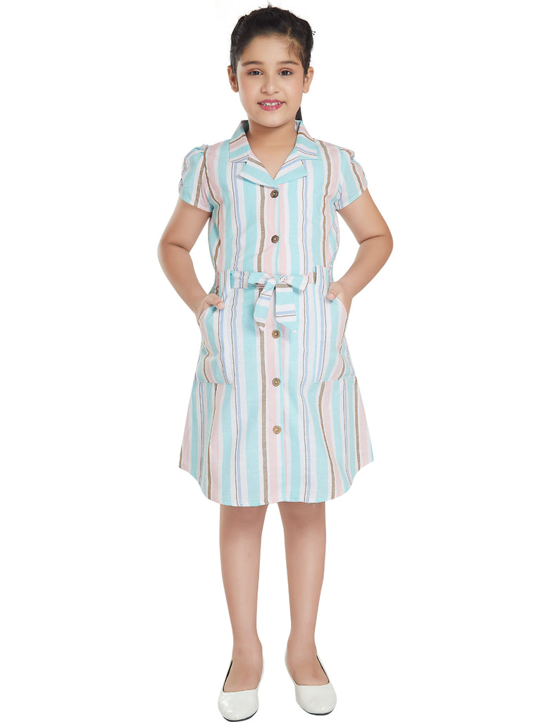 Girls Striped Dress with Belt 17953