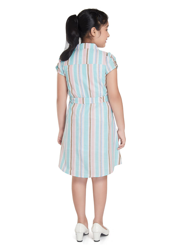 Girls Striped Dress with Belt 17953