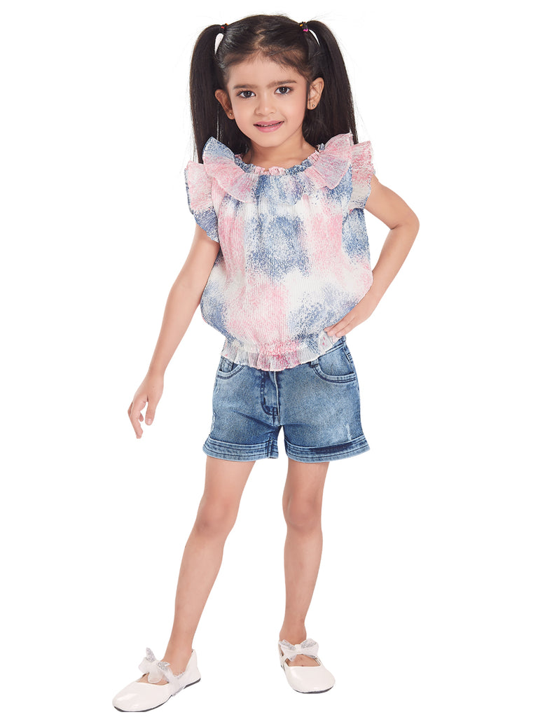 Girls Abstract Print Top with Shorts 17944
