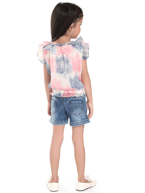 Girls Abstract Print Top with Shorts 17944