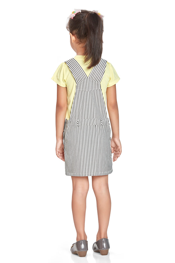 Girls Striped Top with Dungaree 17986
