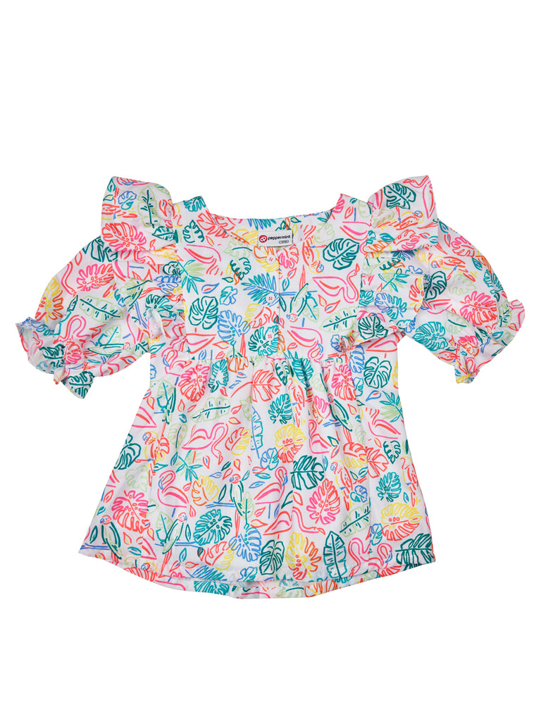 Girls Geometric Print Top 18002