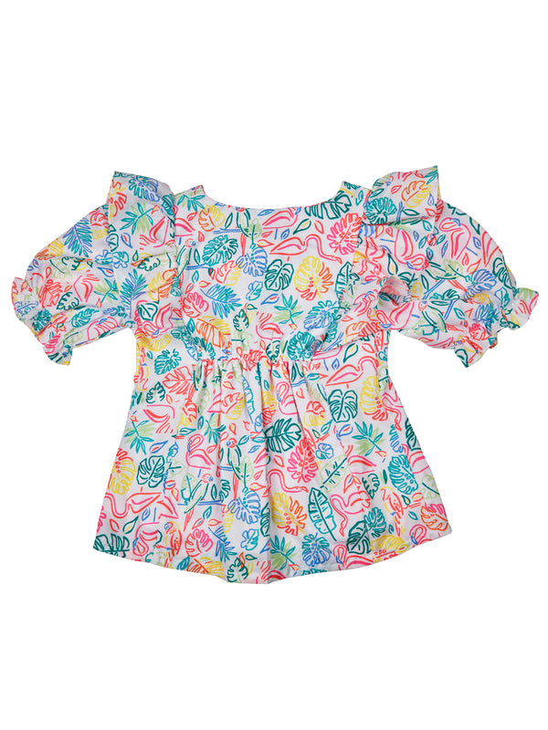 Girls Geometric Print Top 18002